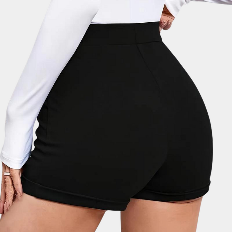 Elegante Damen-Shorts mit Goldknopf im Hochbund-Stil