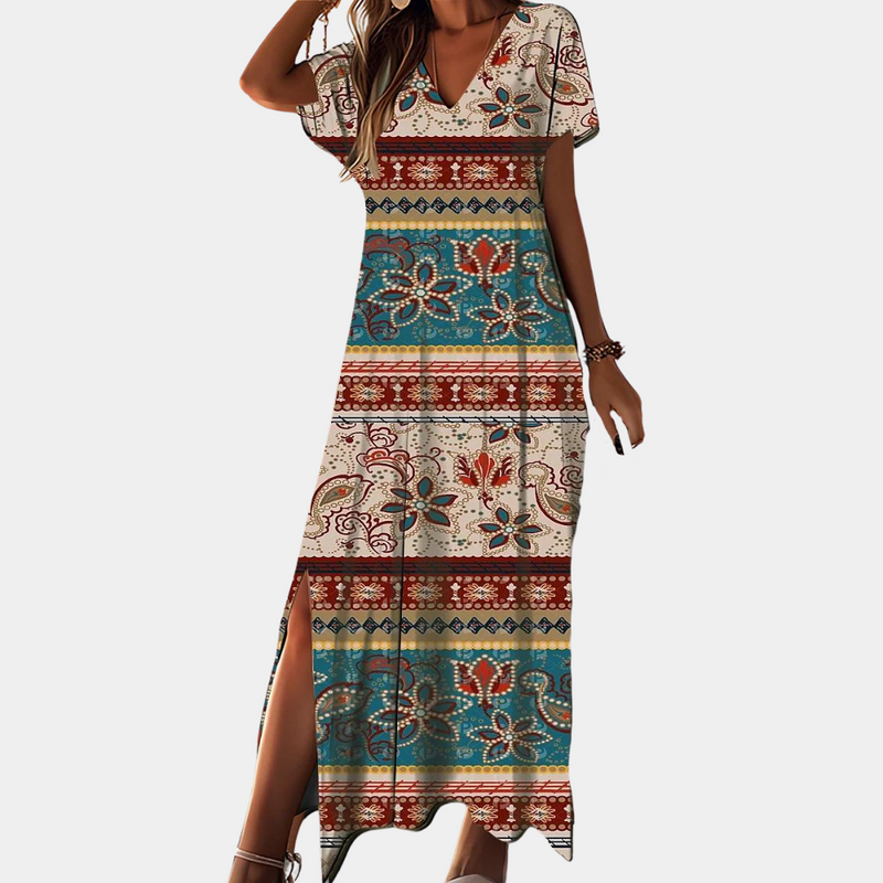 Elegantes Langes Damenkleid mit V-Ausschnitt für Jeden Anlass