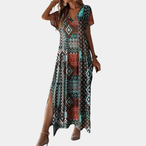 Elegantes Langes Damenkleid mit V-Ausschnitt für Jeden Anlass