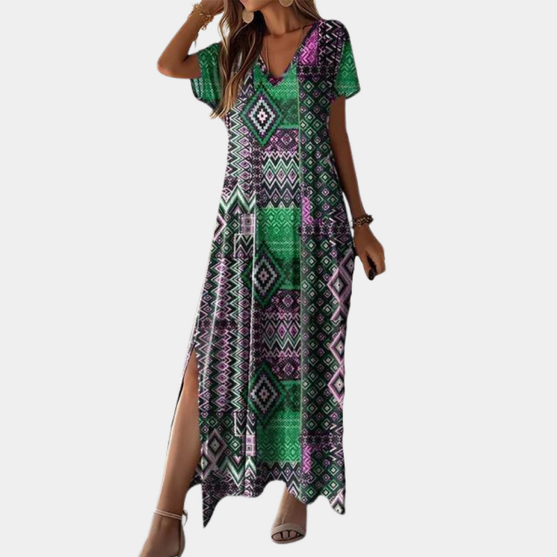 Elegantes Langes Damenkleid mit V-Ausschnitt für Jeden Anlass