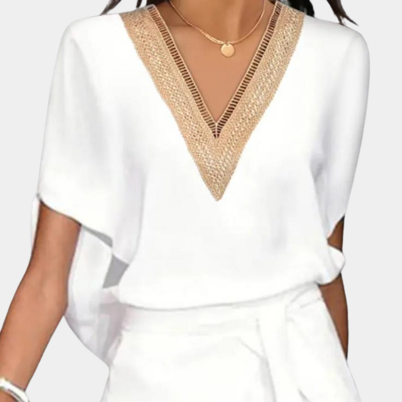 Elegantes Midi-Kleid mit V-Ausschnitt für Damen