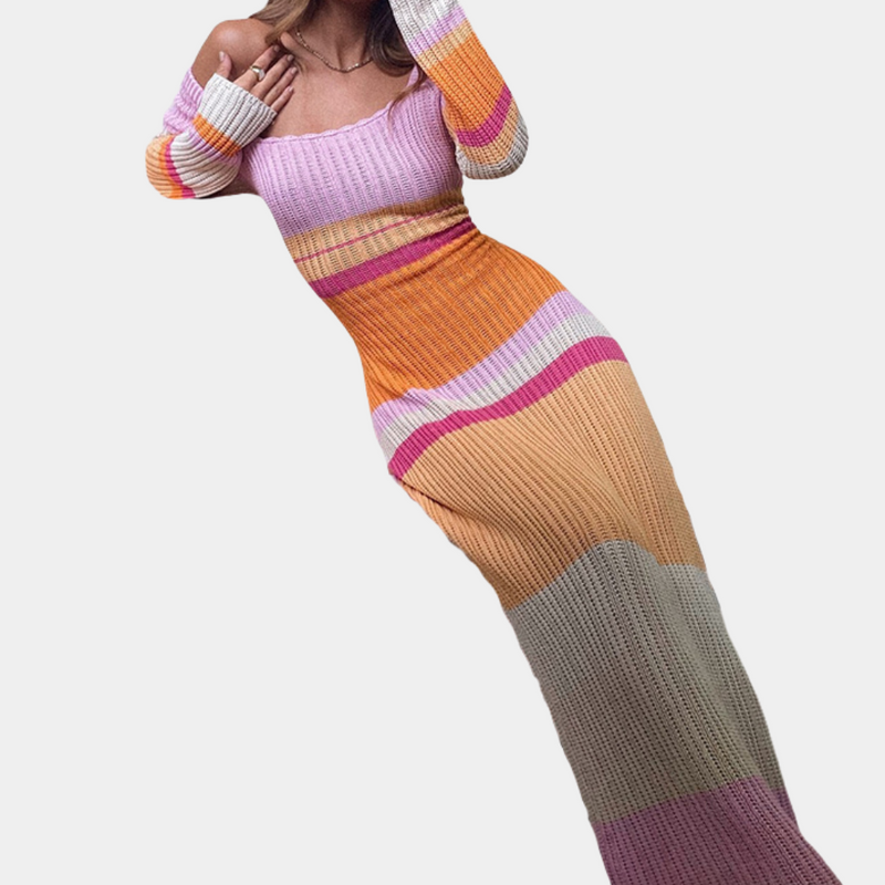Elegante, warme off-shoulder Strickkleid für Damen