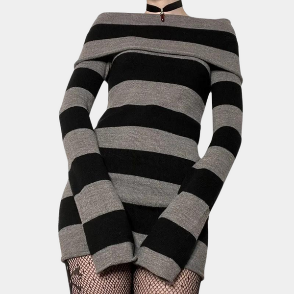 Stilvolles gestricktes Off-Shoulder Mini-Kleid für Damen
