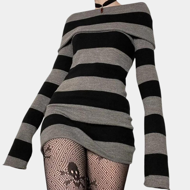 Stilvolles gestricktes Off-Shoulder Mini-Kleid für Damen