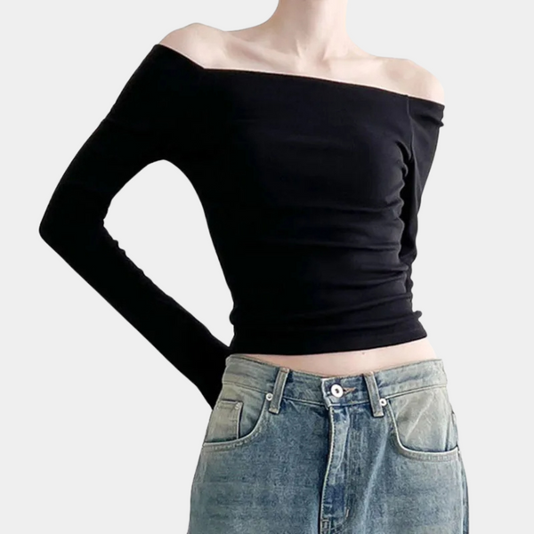 Langärmeliges Off-Shoulder-Top für Frauen