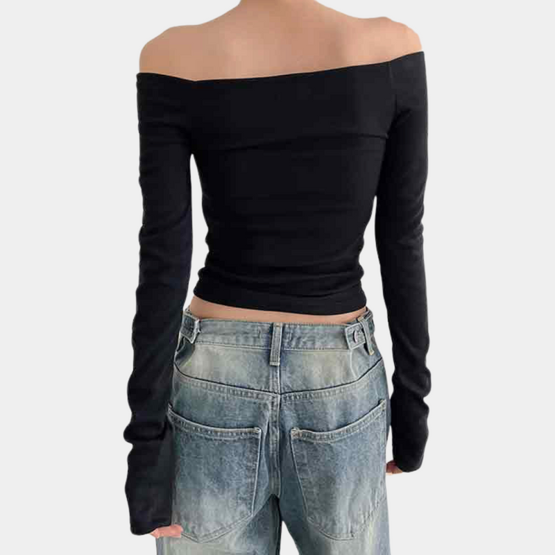 Langärmeliges Off-Shoulder-Top für Frauen