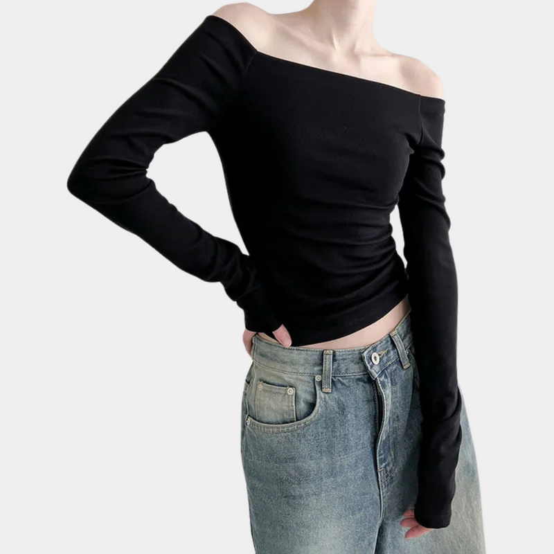 Langärmeliges Off-Shoulder-Top für Frauen