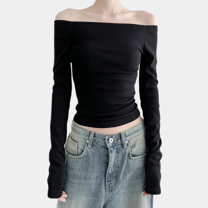Langärmeliges Off-Shoulder-Top für Frauen