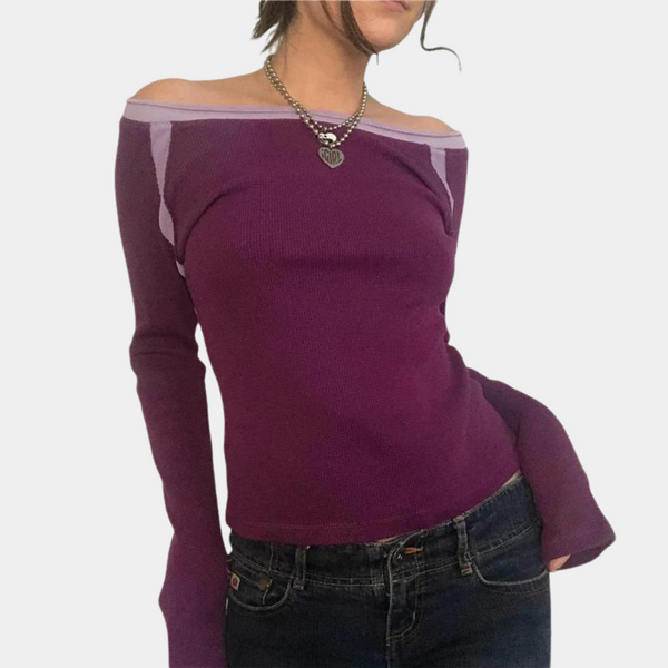 Langärmeliges Off-Shoulder-Top für Frauen