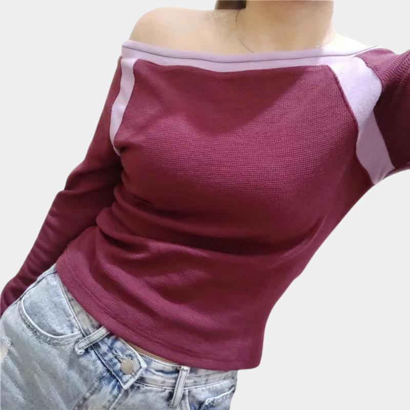 Langärmeliges Off-Shoulder-Top für Frauen