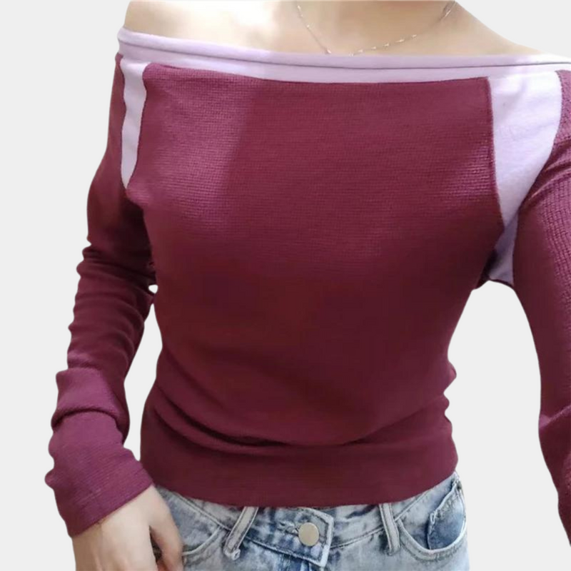 Langärmeliges Off-Shoulder-Top für Frauen