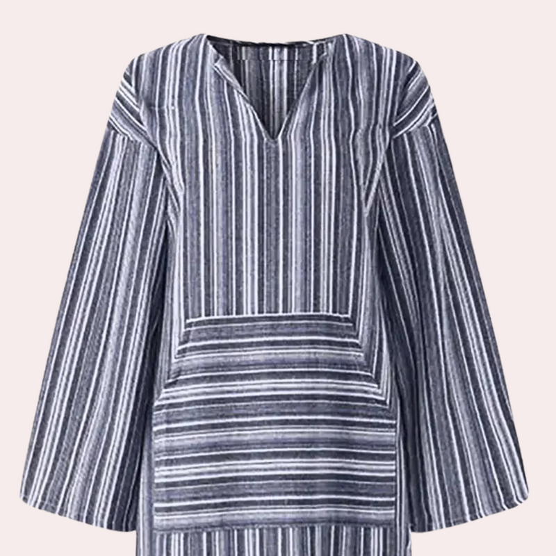 Bequeme elegante gestreifte Damenkleid für jeden Anlass