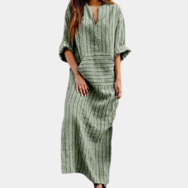 Bequeme elegante gestreifte Damenkleid für jeden Anlass
