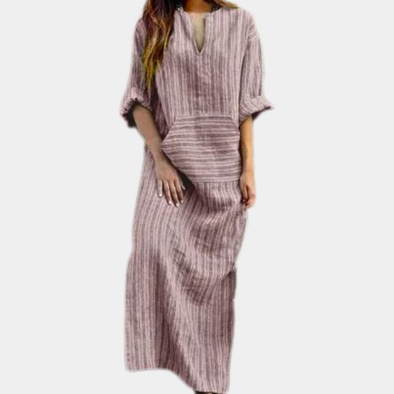 Bequeme elegante gestreifte Damenkleid für jeden Anlass