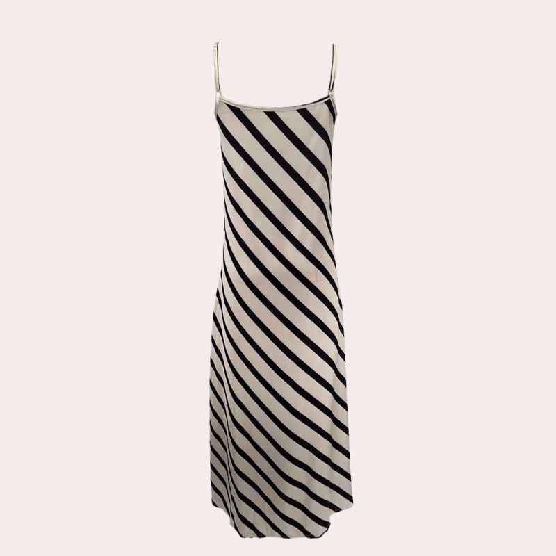 Elegante gestreifte Sommerkleid für Damen ohne Ärmel