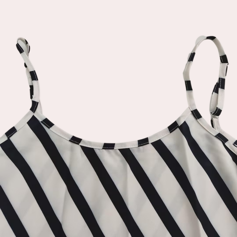 Elegante gestreifte Sommerkleid für Damen ohne Ärmel