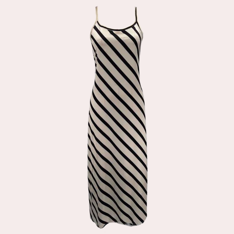 Elegante gestreifte Sommerkleid für Damen ohne Ärmel
