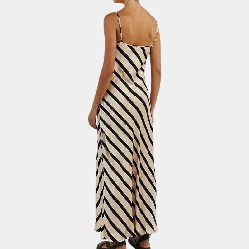 Elegante gestreifte Sommerkleid für Damen ohne Ärmel