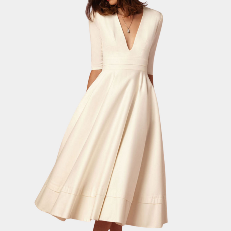 Elegantes Sommerkleid mit V-Ausschnitt für stilbewusste Damen