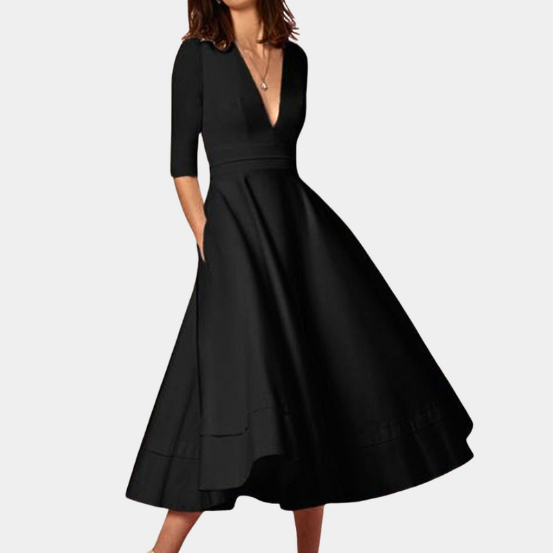 Elegantes Sommerkleid mit V-Ausschnitt für stilbewusste Damen