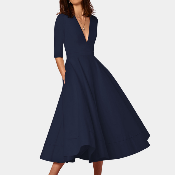 Elegantes Sommerkleid mit V-Ausschnitt für stilbewusste Damen