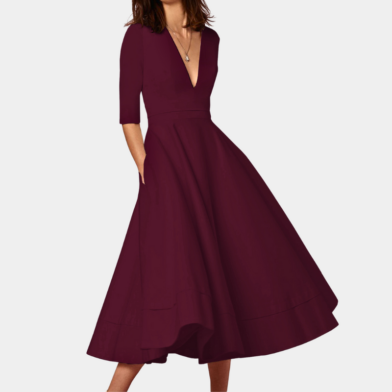 Elegantes Sommerkleid mit V-Ausschnitt für stilbewusste Damen