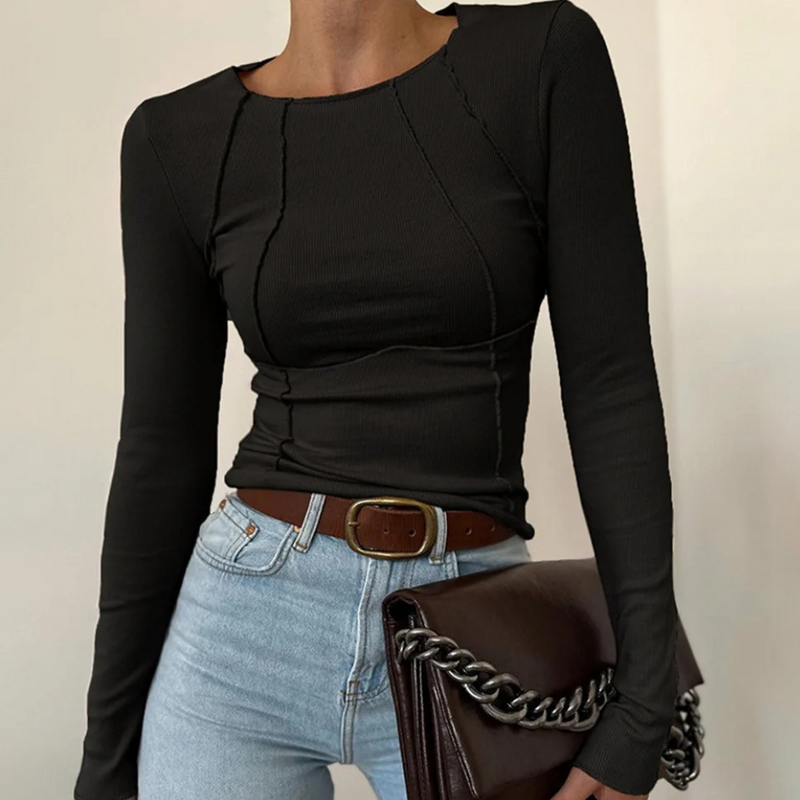 Einfaches langärmeliges Damen-Top