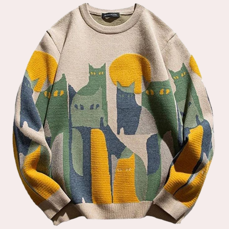 Erin - Damen-Pullover mit Katzenmuster