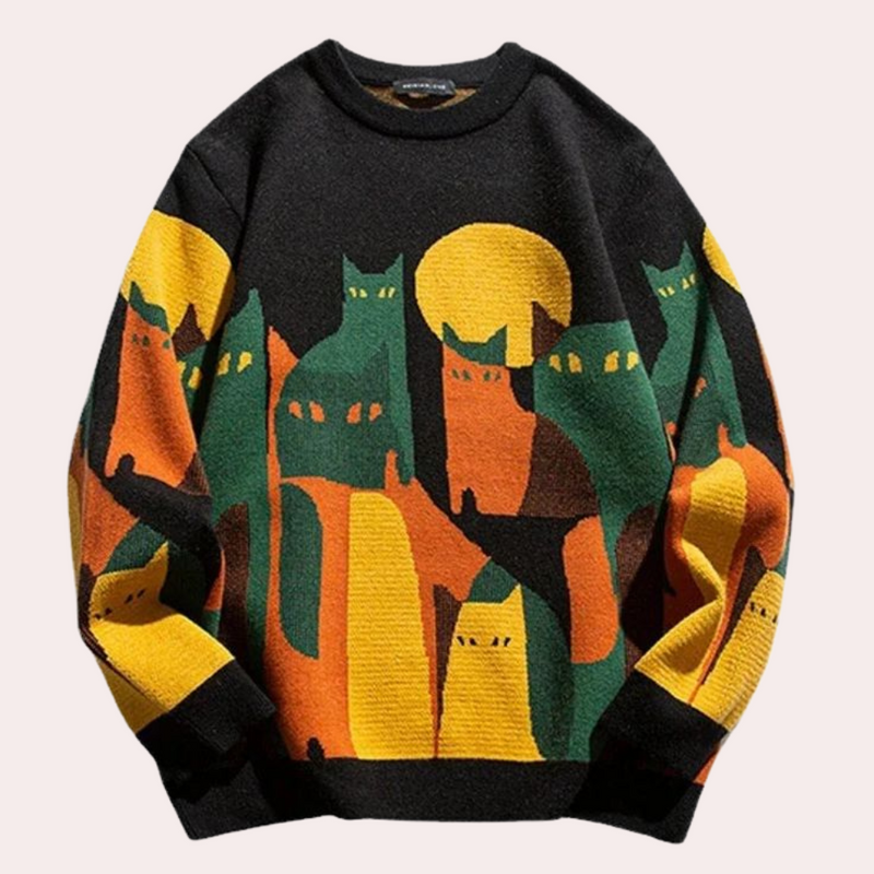 Erin - Damen-Pullover mit Katzenmuster