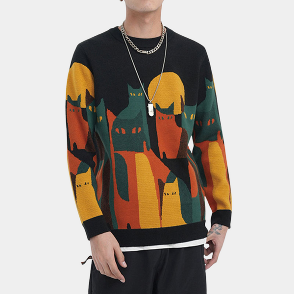 Erin - Damen-Pullover mit Katzenmuster