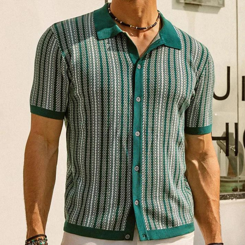 Kaspar - Gestreiftes Strickhemd für Herren