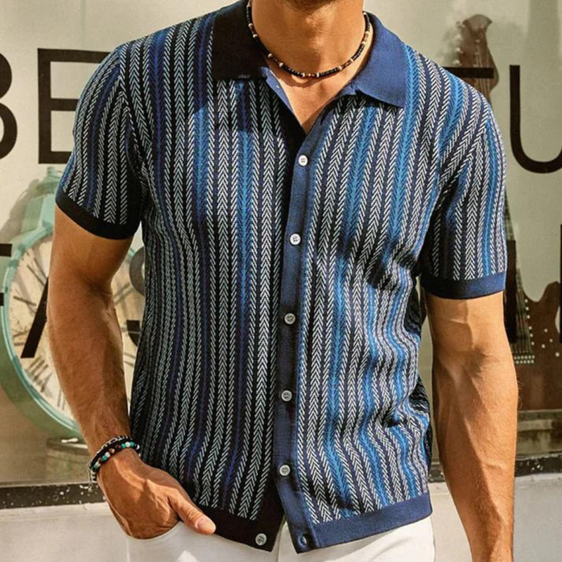 Kaspar - Gestreiftes Strickhemd für Herren