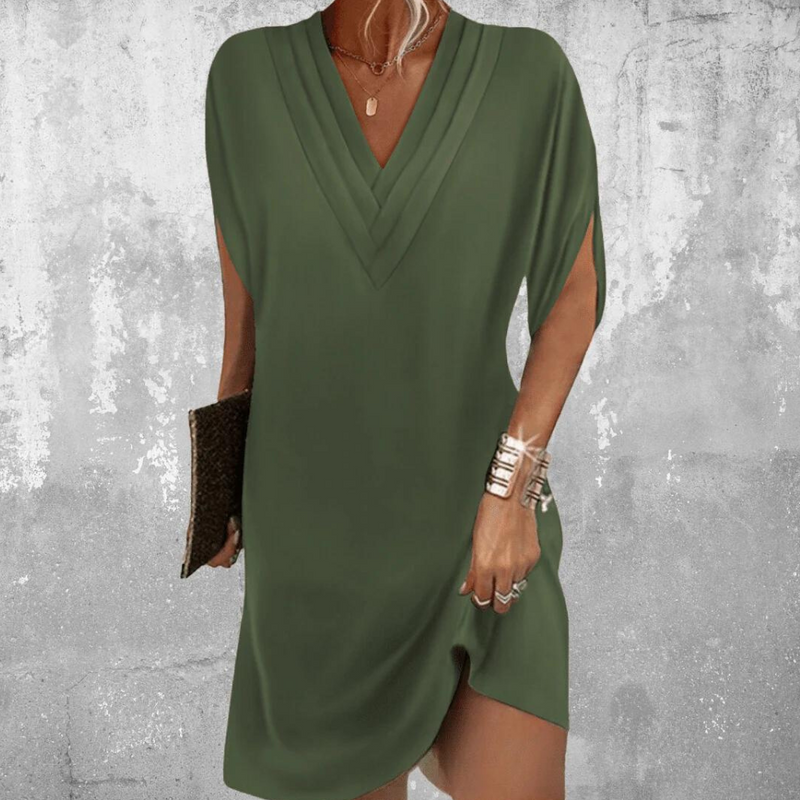 Elegantes Knie-Langes V-Ausschnitt Kleid für Damen