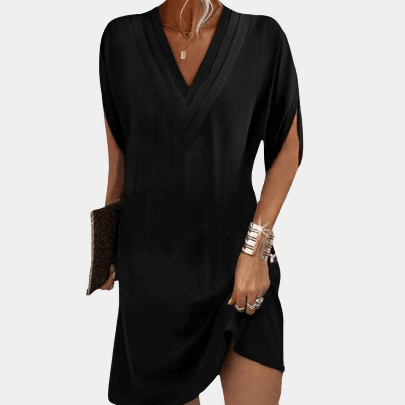 Elegantes Knie-Langes V-Ausschnitt Kleid für Damen