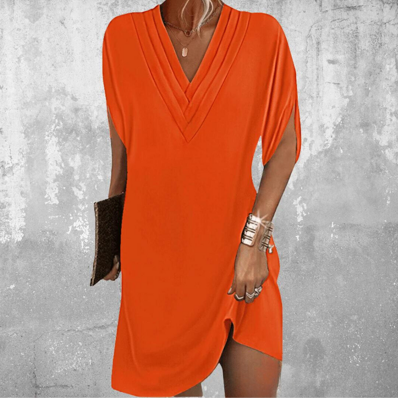 Elegantes Knie-Langes V-Ausschnitt Kleid für Damen