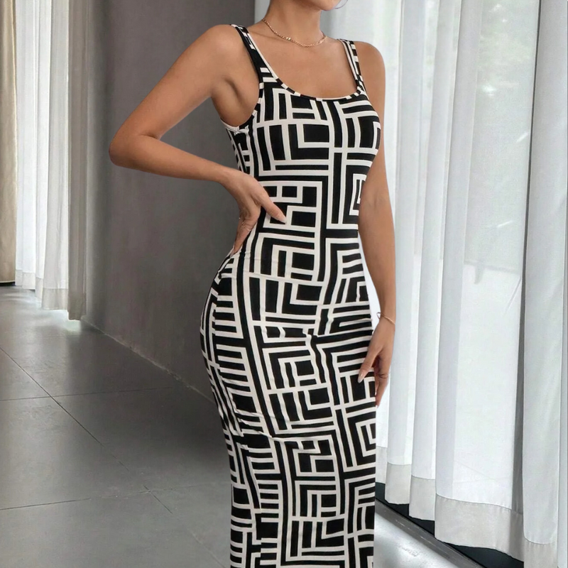 Elegantes geometrisches Bodycon-Kleid für besondere Anlässe
