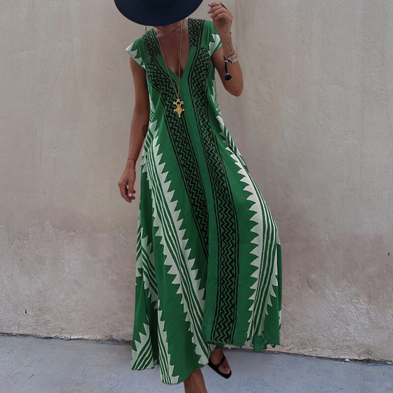 Elegantes maxikleid im bohemian Stil mit geometrischem Muster