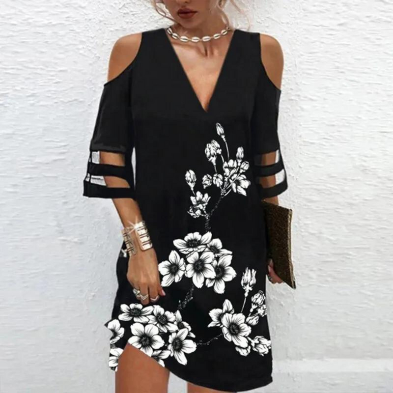 Elegante Koudschouder Kleid mit Spitzenärmeln für besondere Anlässe
