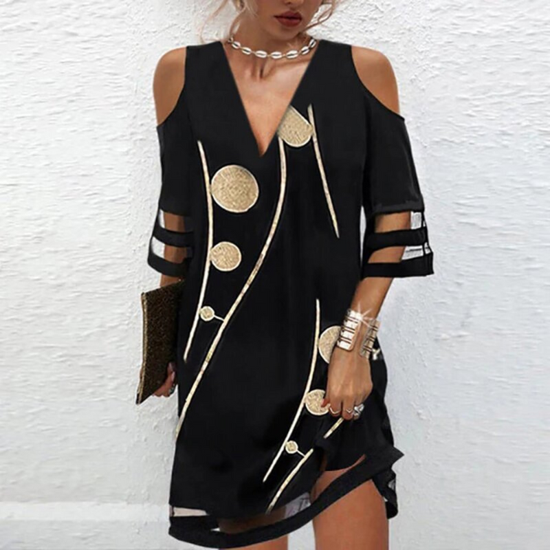Elegante Koudschouder Kleid mit Spitzenärmeln für besondere Anlässe