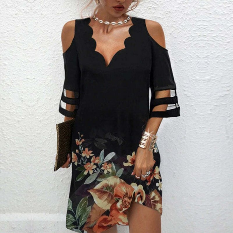 Elegante Koudschouder Kleid mit Spitzenärmeln für besondere Anlässe