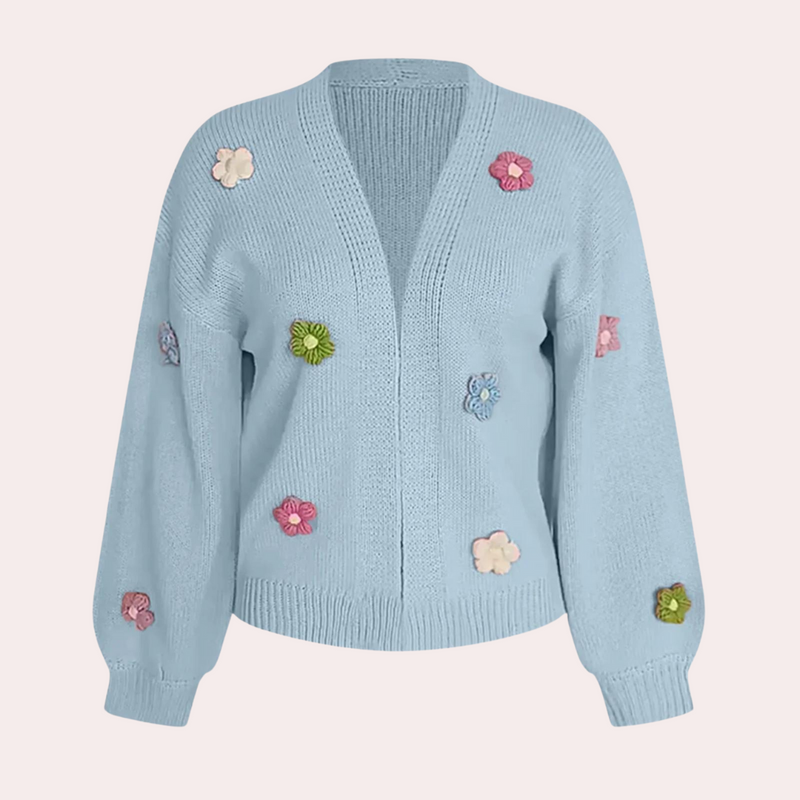 Warmes elegantes Blumenmuster Strickjacke