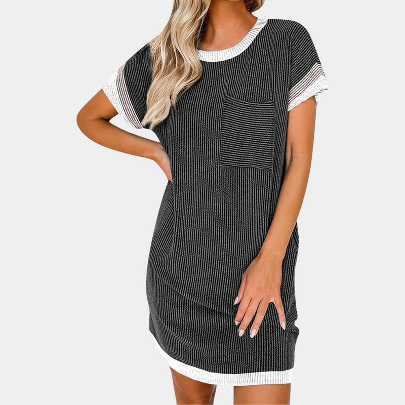 Henriqua - Damen Casual Chic Nadelstreifen-Kleid