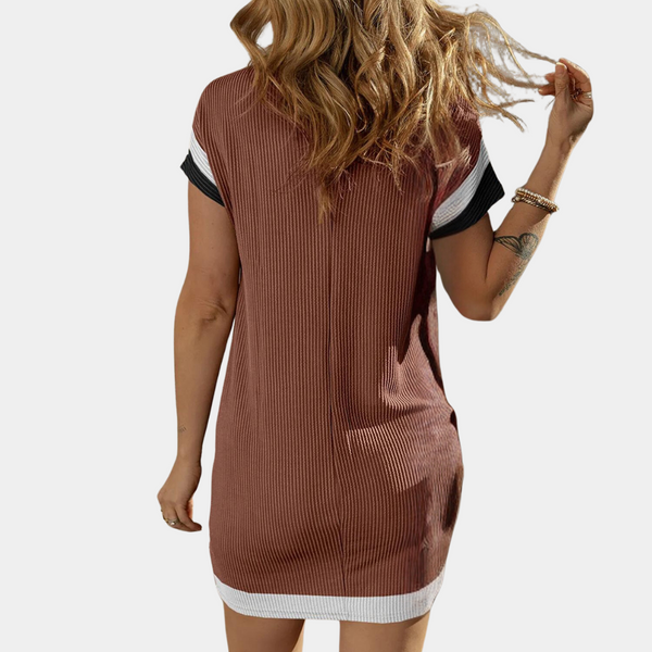 Henriqua - Damen Casual Chic Nadelstreifen-Kleid