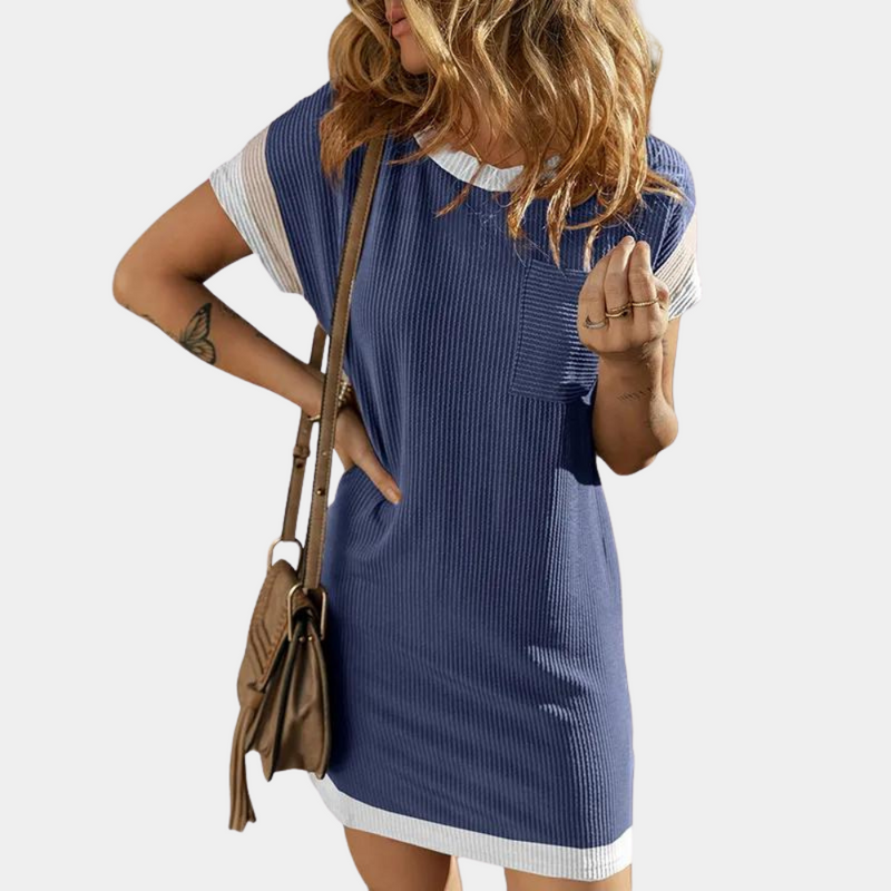 Henriqua - Damen Casual Chic Nadelstreifen-Kleid