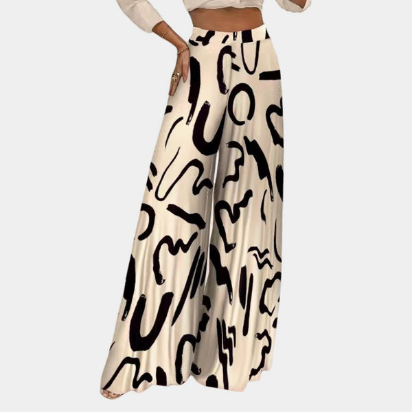 Elegante Damenhose mit kunstvollem Fluss und weitem Bein