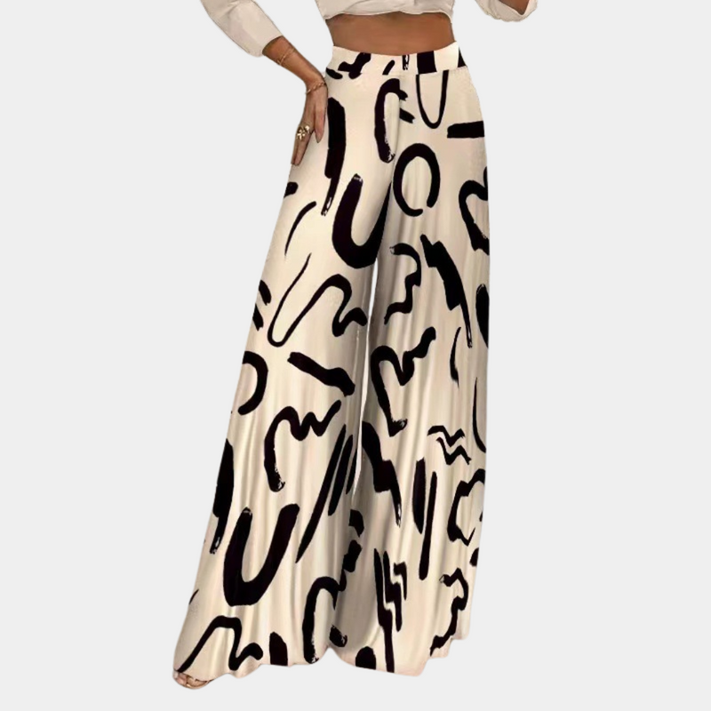 Elegante Damenhose mit kunstvollem Fluss und weitem Bein