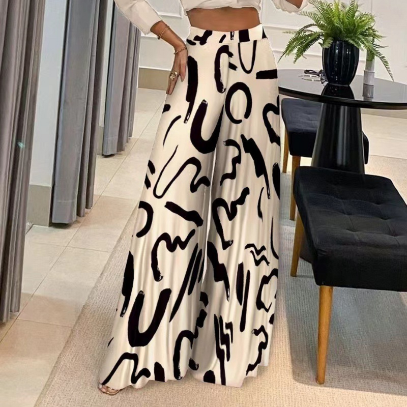 Elegante Damenhose mit kunstvollem Fluss und weitem Bein