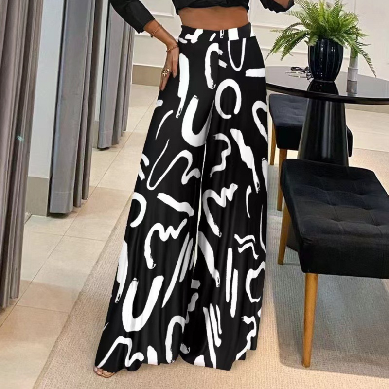 Elegante Damenhose mit kunstvollem Fluss und weitem Bein