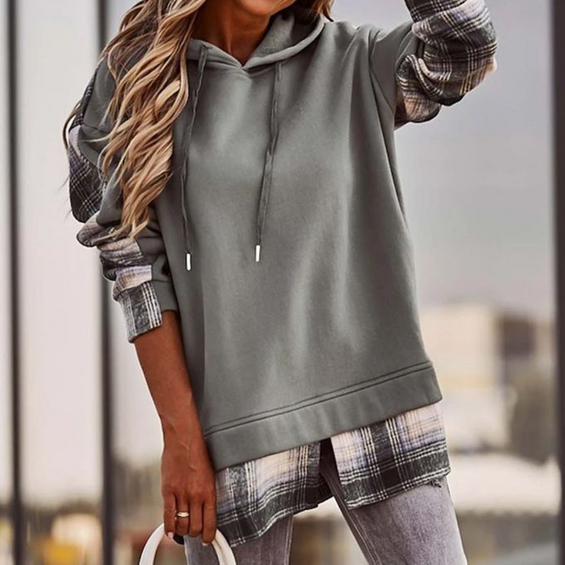 April – Eleganter Langarmpullover im Patchwork-Design