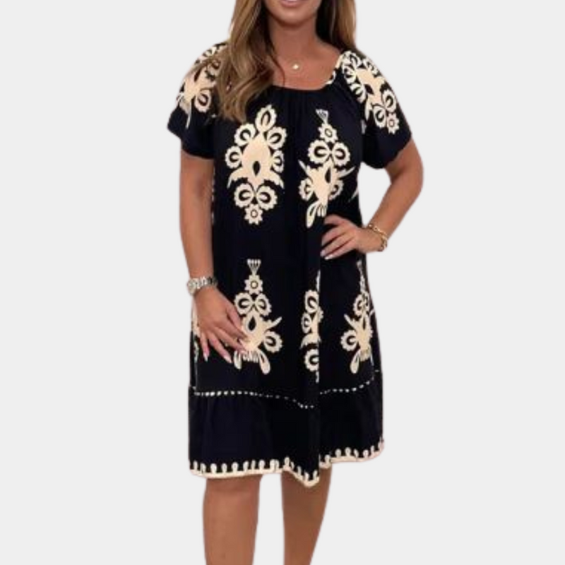 Elegantes Midi-Kleid für Damen mit geometrischem Muster